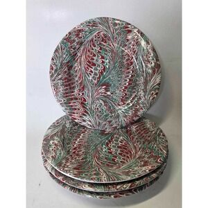 Juliska Plates Firenze Noel Salad Plates Set of 4 Size 9" Red Green Gorgeous